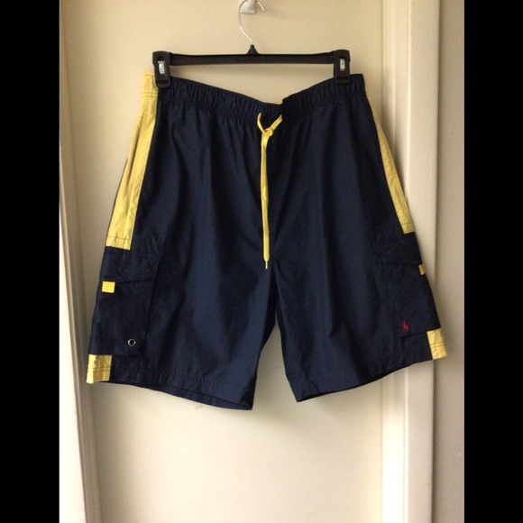 Ralph Lauren Polo Sport mesh lined swim Trunks blue/yellow-XL - Picture 1 of 3